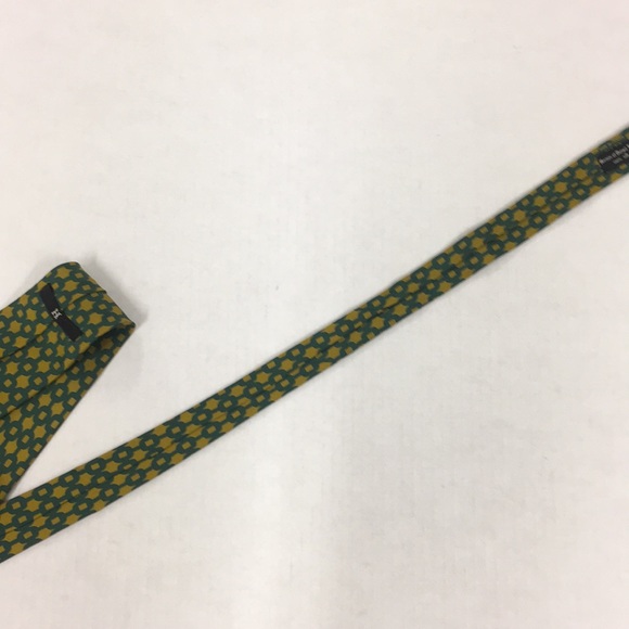 Hermes Vintage Men's Tie Gold and Green 214 FA - Picture 6 of 6